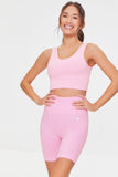 Pink Active Stretch-Knit High-Rise Biker Shorts  2