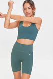 Teal Active Stretch-Knit High-Rise Biker Shorts  2
