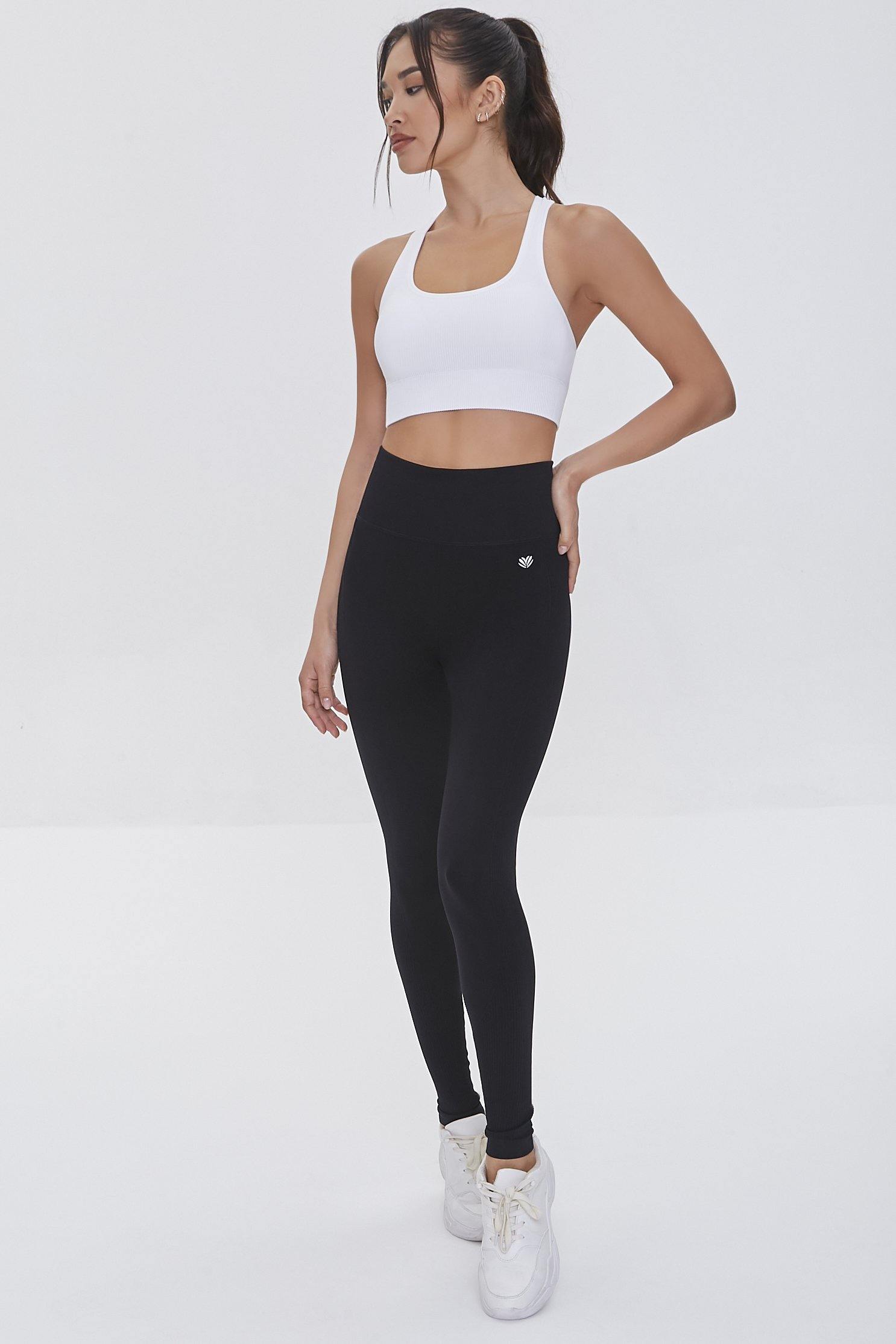 Active Seamless Ribbed High-Rise Leggings - S / BLACK