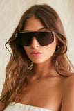 Goldblack Bar-Accent Shield Sunglasses  1