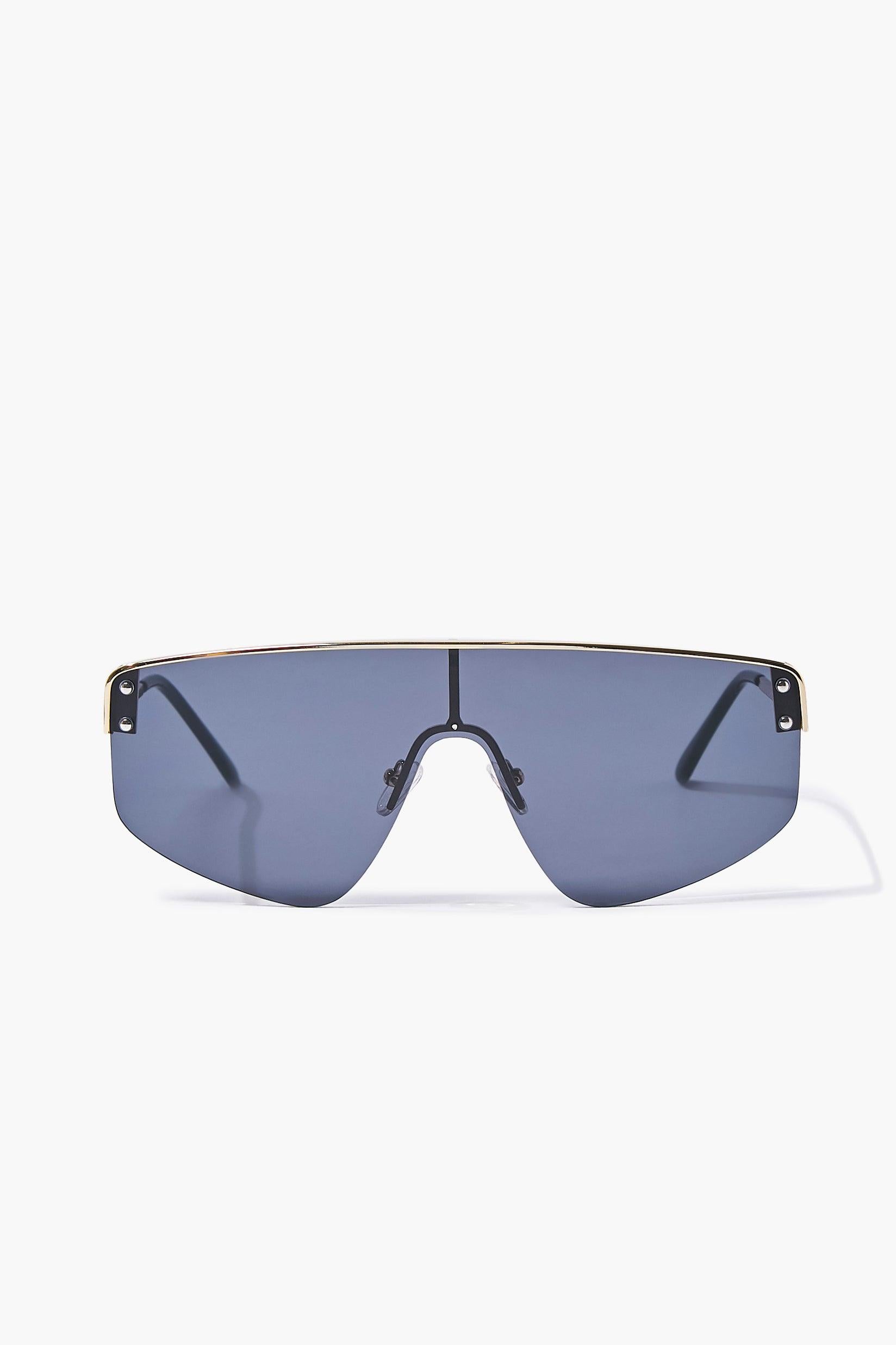 Goldblack Bar-Accent Shield Sunglasses  2