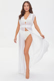 White Billowy Sheer Swim Cover-Up Dress  1