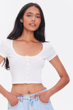 Ivory Button-Front Crop Top  2