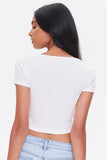 Ivory Button-Front Crop Top  4