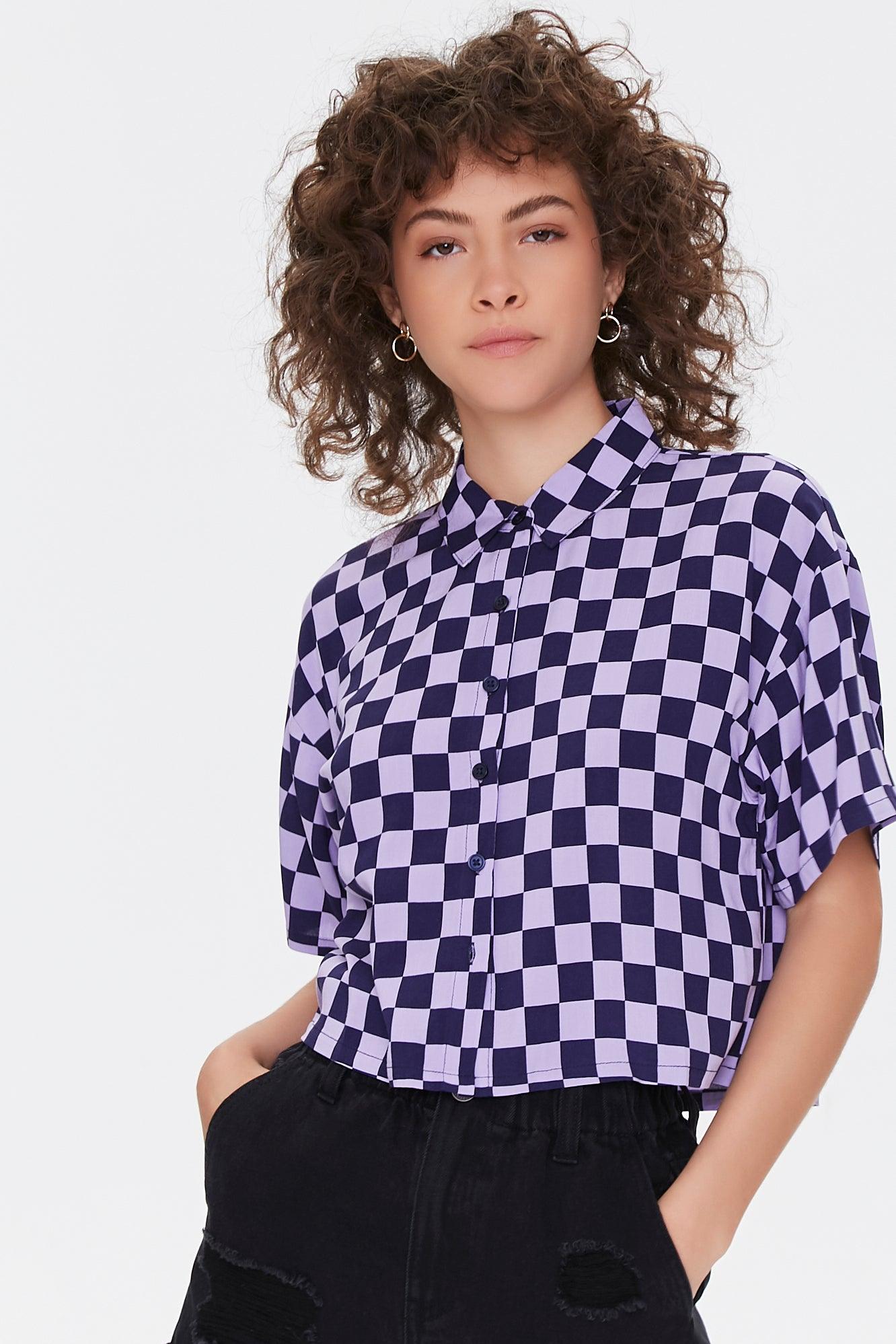 Lavendernavy Checkered Print Shirt  1