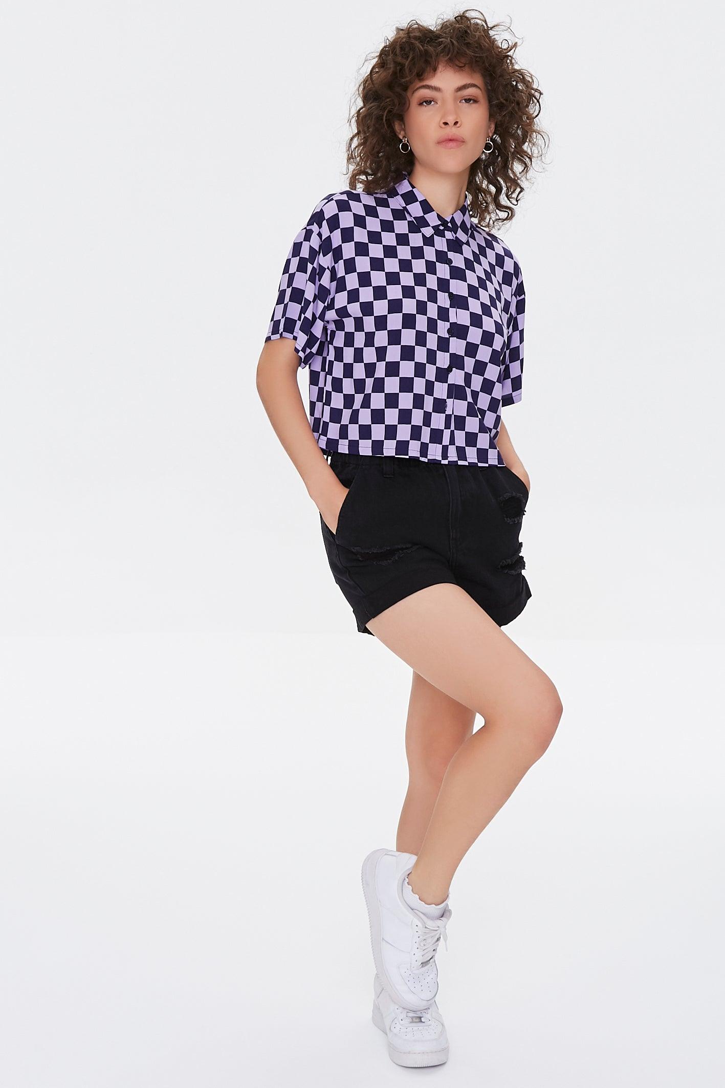 Lavendernavy Checkered Print Shirt  4