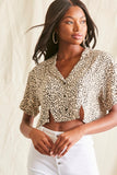 Taupeblack Cheetah Print Cuffed Shirt  1