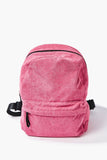 Pink Corduroy Zippered Backpack  1
