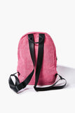 Pink Corduroy Zippered Backpack  3