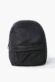 Black Corduroy Zippered Backpack  1
