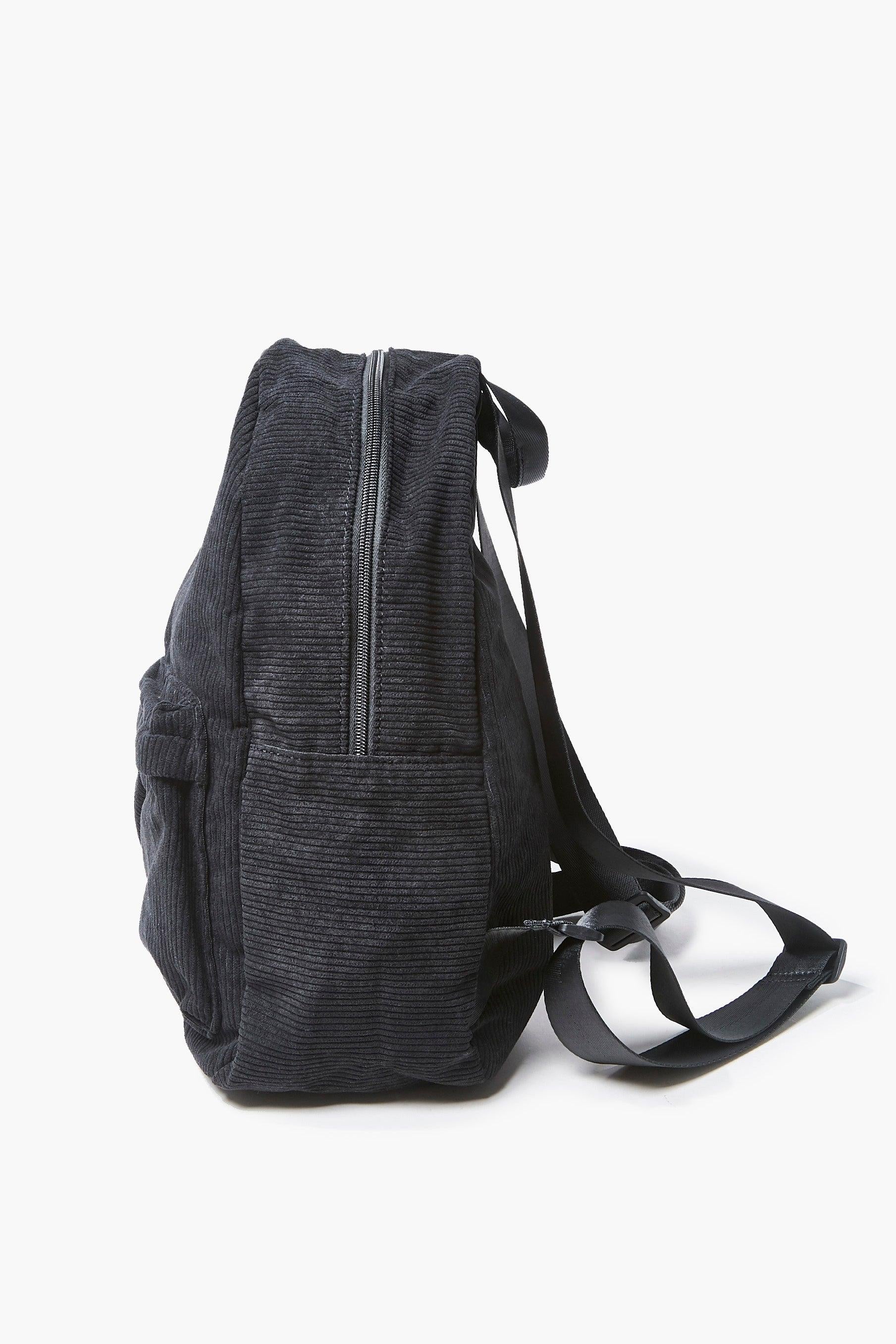 Black Corduroy Zippered Backpack  2