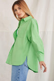 Green Cotton Button-Front Shirt  3