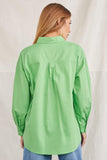 Green Cotton Button-Front Shirt  4