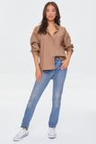 Taupe Cotton Button-Front Shirt  1