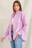 Purple Cotton Button-Front Shirt  2