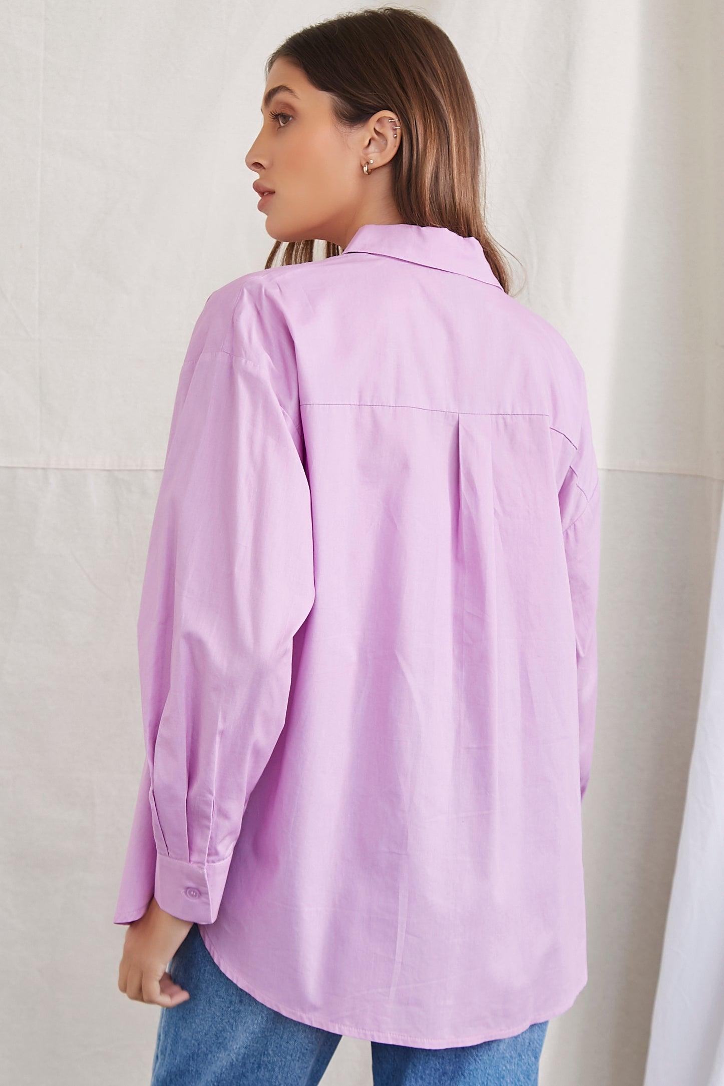 Purple Cotton Button-Front Shirt  4