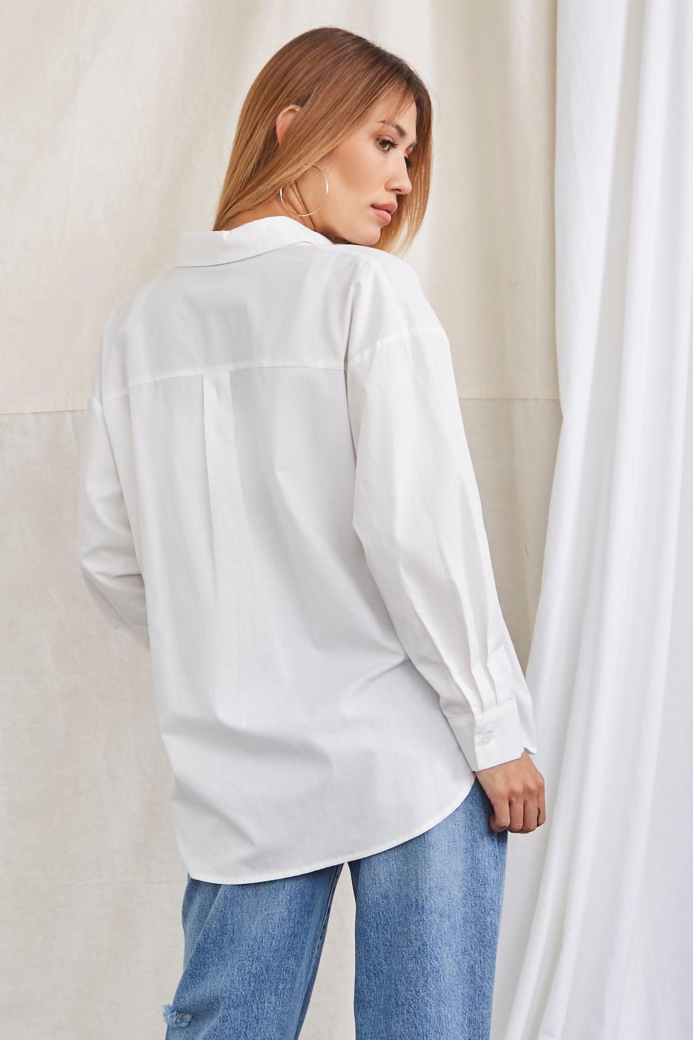 White Cotton Button-Front Shirt  4