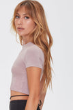 Taupe Cropped Knit Tee  2