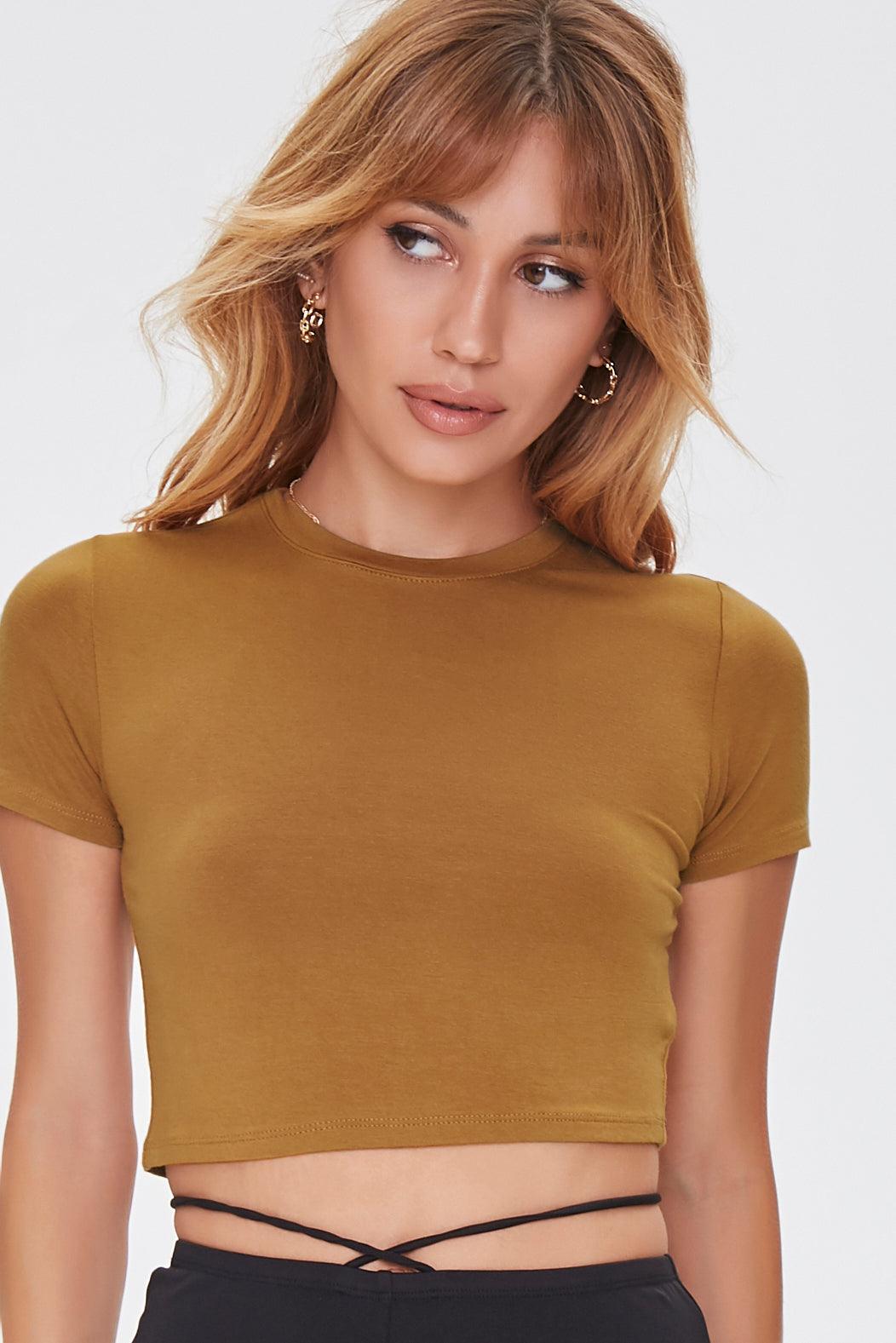 Camel Cropped Knit Tee  1