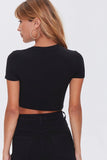 Black Cropped Knit Tee  3