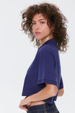 Navy Cropped Polo Shirt  2