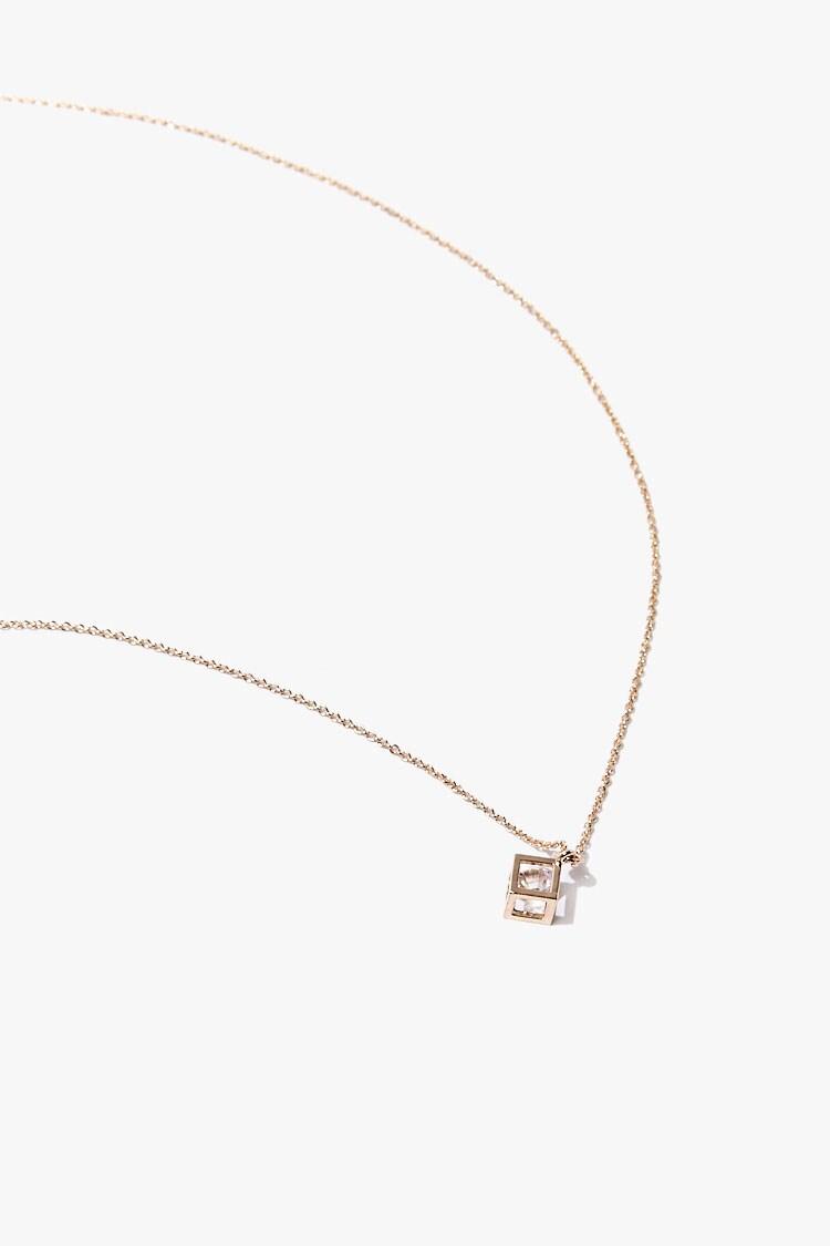 Goldclear Cube Charm Necklace  3