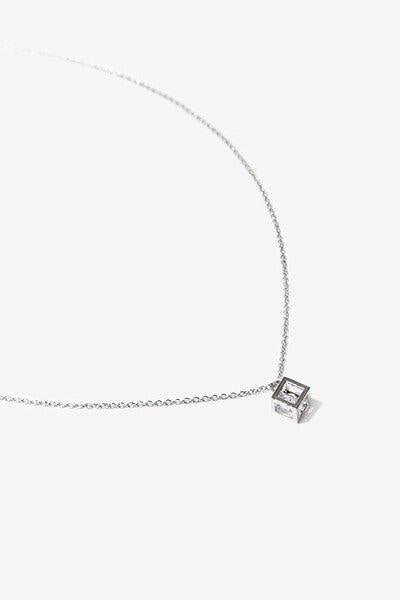 Silverclear Cube Charm Necklace  2