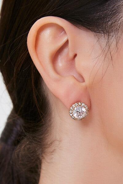 Gold Rhinestone Stud Earrings 